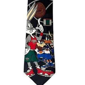 Vintage Looney Tunes Space Jams Neck Tie Bugs Bunny 1997 Basketball Novelty